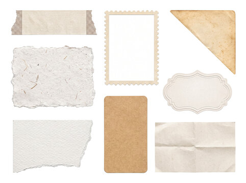Collection of vintage paper elements for scrapbooking and crafts