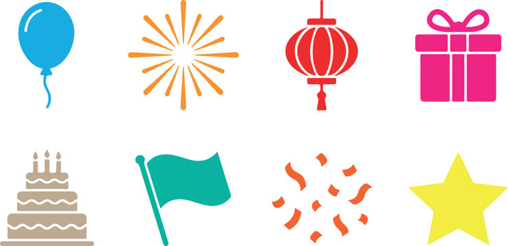 Set of colorful celebration