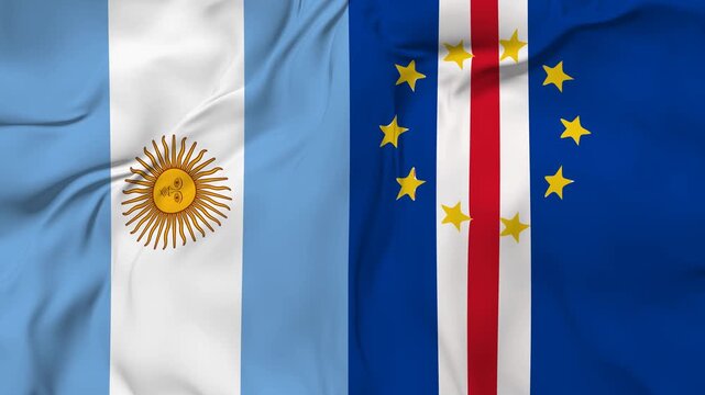 Argentina vs Cabo-Verde flag animation seamless loop. 4k resolution
