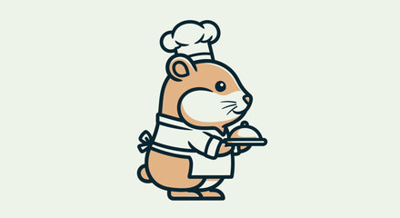 Obraz premium A cute hamster dressed as a chef holding a plate in a kitchen