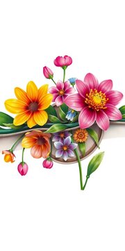 Floral schematic longitudinal section illustration, plant structure, center of flower