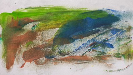 Fototapeta premium Abstract multi-colored acrylic paint texture on white paper surface