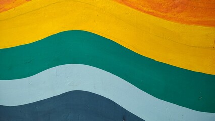 Textured wall mural with layered colorful waves in vibrant paint strokes © MDJAHIDHASAN