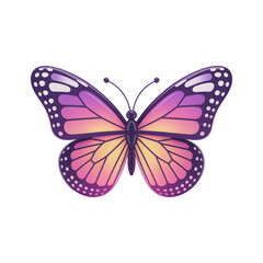Fototapeta premium Purple Pink Butterfly with Yellow Gradient Wings Isolated on White
