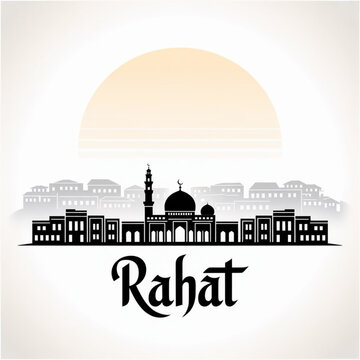Rahat Skyline Silhouette &mdash; A Bedouin Heritage and Modern Desert City in Southern Israel Vector Illustration