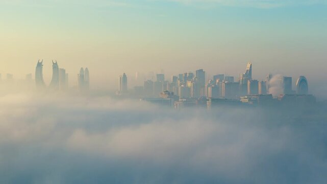 Qatar Lusail Marina on a Foggy Day