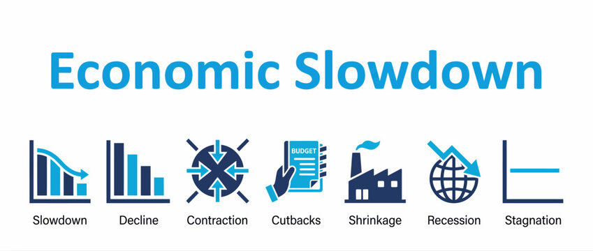 Economic slowdown concept icons set