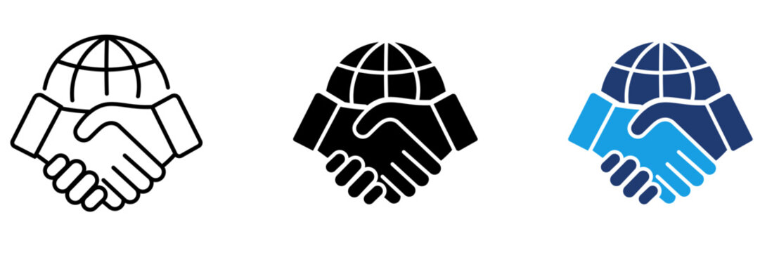 Global Business Handshake icon collections. Containing Partnership, Deal, Agreement, Globe and more icons.