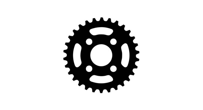 Vector illustration of black sprocket gear silhouette on a transparent background
