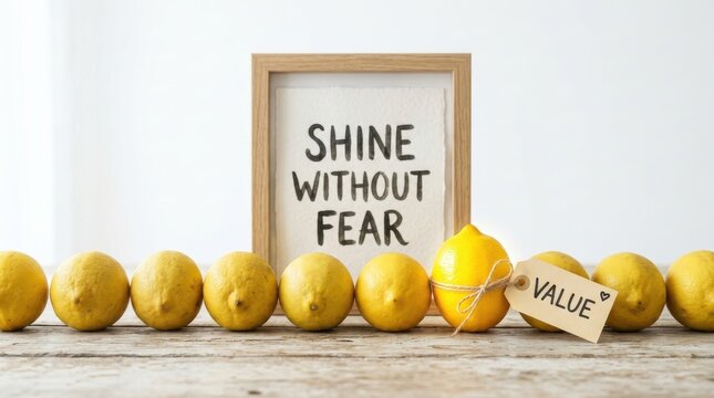Lemons with framed motivational quote Shine Without Fear