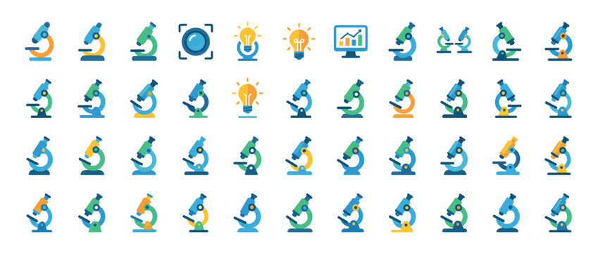 Colorful Abstract Figure Silhouettes In Sequence Grid.