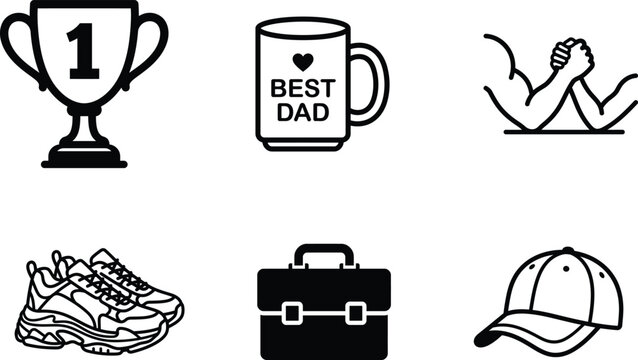 father day icons trophy cup mug handshake sneakers briefcase baseball cap
