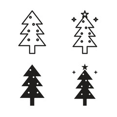 Fototapeta premium Tree christmas icon in trendy flat and line style design. Icon symbol illustration