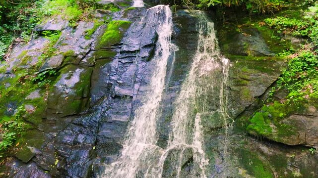 Juney Whank Falls Cascading Eighty Feet Down a Rock Wall, Great Smoky Mountains National Park, North Carolina, USA