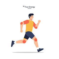 Obraz premium A fit man running with energetic stride, showcasing the peak of physical activity and true energy.