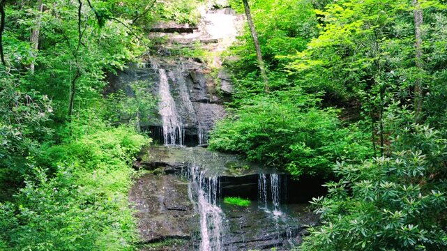 Tom Branch Falls Cascading Into Deep Creek, Great Smoky Mountains National Park, North Carolina, USA