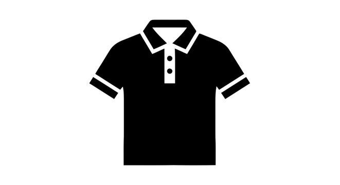 Vector illustration of black polo shirt icon, simple style on a transparent background