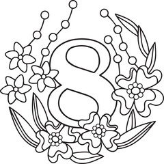 Fototapeta premium Beautiful English number design and style 8