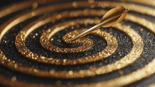 Close up of golden spiral and arrow suggesting focus or target