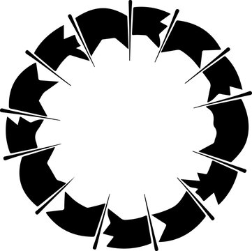 Black, shattered glass circle, broken arrow, abstract symbol, icon