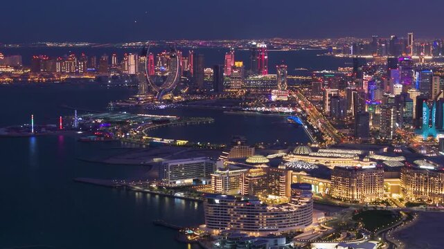 Qatar Lusail Marina Aerial View at Night
