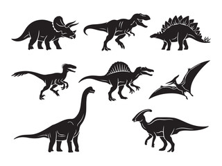 Various Dinosaur Silhouettes Vector Graphic Collection © MD