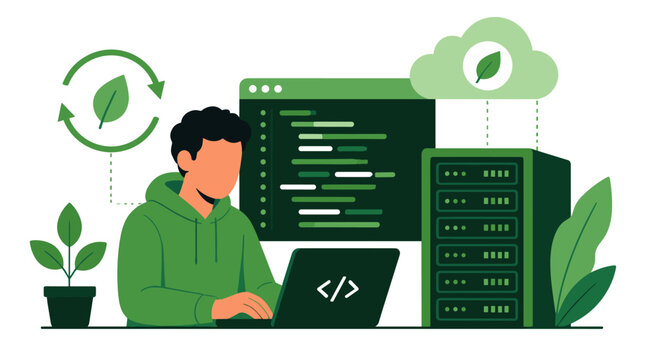 Professional coder typing code on a computer workstation.