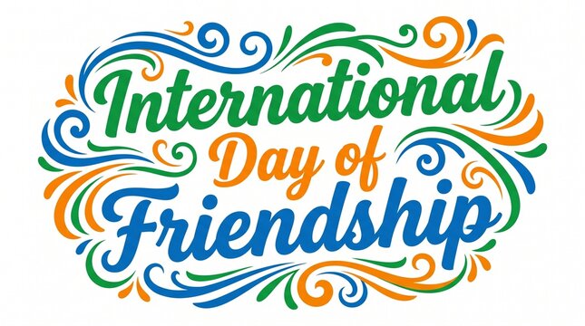 Banner poster postcard international friendship day, friendly relations with people AI Generative