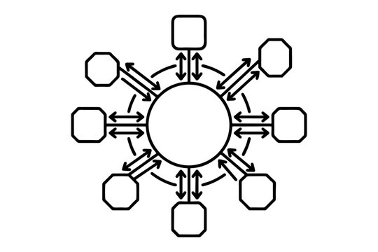 Centralized Hub and Spoke Data Network Diagram