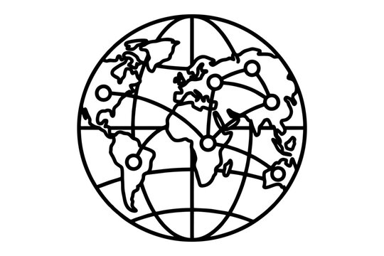 Interconnected Global Network World Globe Icon