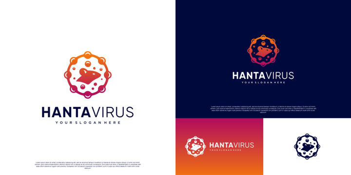 Health logo with the concept of infectious epidemic, rat shape, dangerous disease, world attention, graphic template illustration.