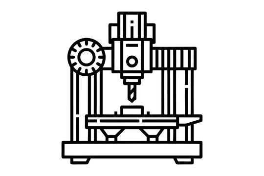 CNC Milling Machine Industrial Equipment Icon