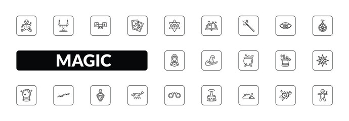 outline magic icons set - voodoo, candelabra, tarot, voodoo doll. editable vector for web and mobile ui © IconArt