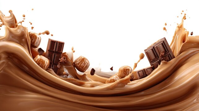 Chocolate swirl with nuts and pieces against a white background