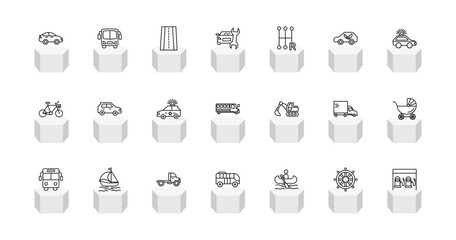 outline transport icons set - sedan, bus, car repair, petrol station. editable vector for web and mobile ui © IconArt