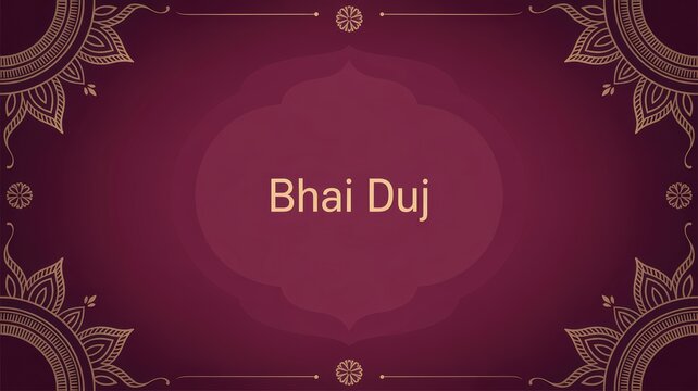 Rich magenta and golden decorative banner for Bhai Duj festival featuring intricate traditional Indian mandala patterns