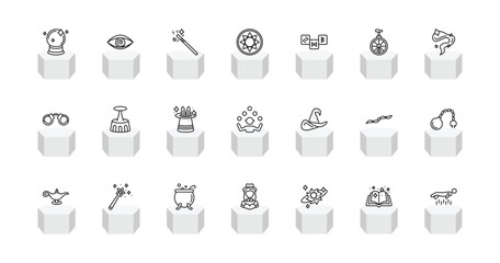 outline magic icons set - crystal ball, hypis, astral, levitation. editable vector for web and mobile ui © IconArt