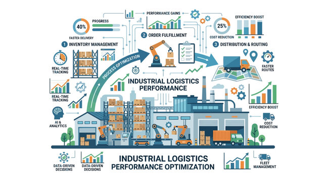 Industrial Logistics Performance Optimization: Supply Chain Management Infographic
