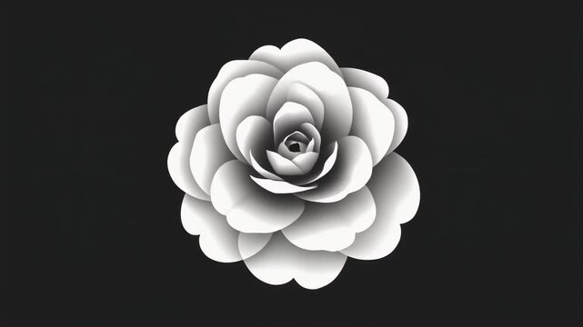 White flower blooming with soft petals in a smooth motion video clip creating a peaceful and elegant digital animation loop