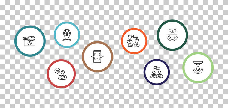 outline general icons set - placement, active sensor, fragments, hr manager. editable vector for web and mobile ui