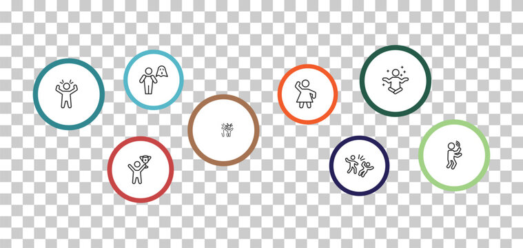 outline feelings icons set - stupid human, fresh human, aggravated human, awesome editable vector for web and mobile ui