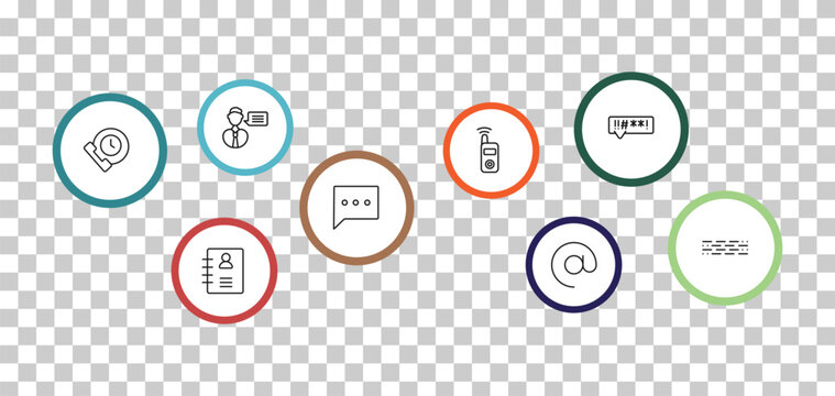 outline communication icons set - talk, swearing, time call, contacts. editable vector for web and mobile ui