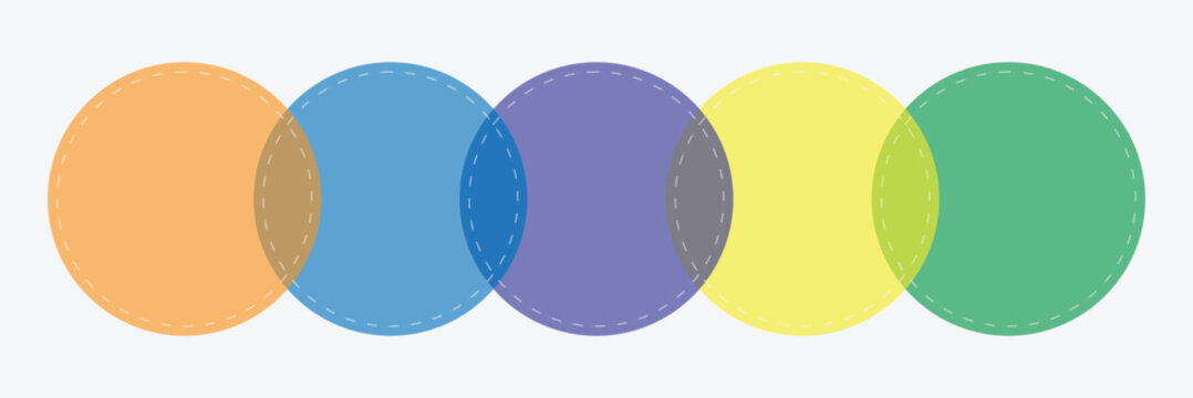 Venn diagram. 2, 3, 4 intersecting circles. Infographic chart template modern style for presentation, start up project, business strategy, theory basic operation, logic analysis.  EPS 10 .