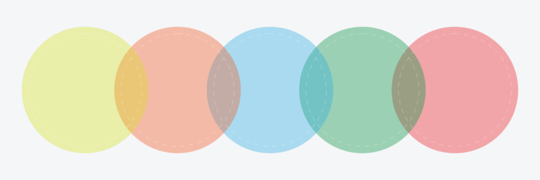 Venn diagram. 2, 3, 4 intersecting circles. Infographic chart template modern style for presentation, start up project, business strategy, theory basic operation, logic analysis.  EPS 10 .