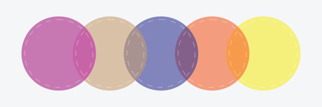 Venn diagram. 2, 3, 4 intersecting circles. Infographic chart template modern style for presentation, start up project, business strategy, theory basic operation, logic analysis.  EPS 10 .