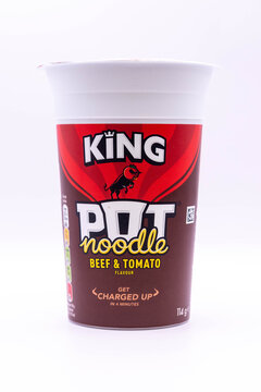 A Pot of Beef and Tomato Pot Noodle