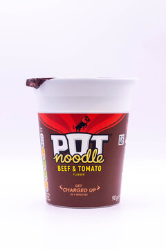 A Pot of Beef and Tomato Pot Noodle