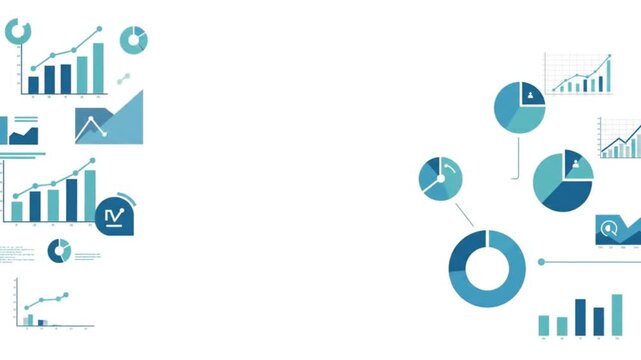 Animated Business Infographic Sidebars with Financial Charts, Bar Graphs, and Data Analytics on White Background
