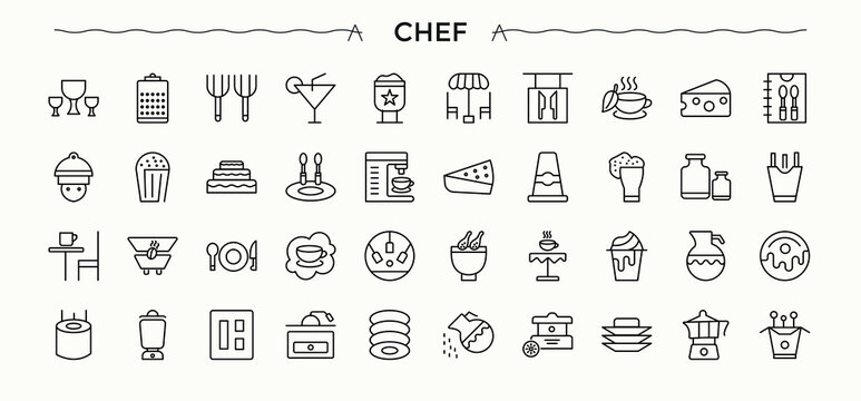 Cooking icon collection. Collection for mobile and web apps. Editable vector illustration. Recipe icon set. Related to bake, utensil, cook, recipe, kitchen and more.