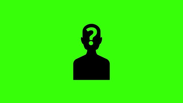 Anonymous user avatar icon with flashing question mark on green screen